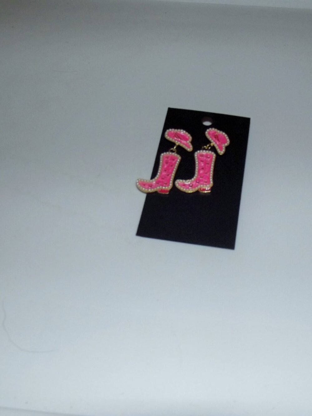 Ladies Pink Cowboy Boot Earrings with Pink Hats
